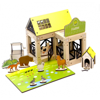 Деревянный конструктор на магнитах "Веселая ферма" ТМ Zevs-toys, 95 дет